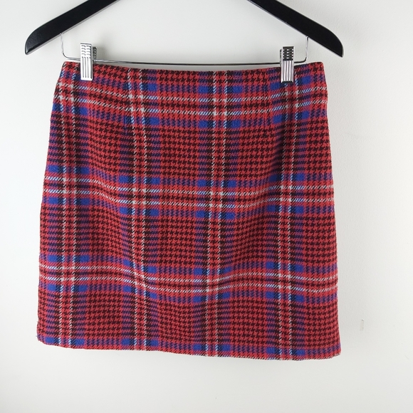 Simons Twik Wool Blend Plaid Double Zip Mini Skirt - Picture 2 of 5